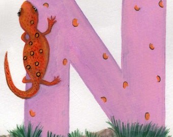 N is for Newt Painting