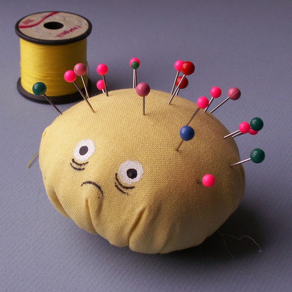 Sad Pinhead Pincushion size small yellow