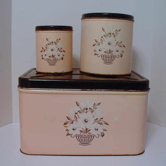 Vintage Bread Box and Canister Set