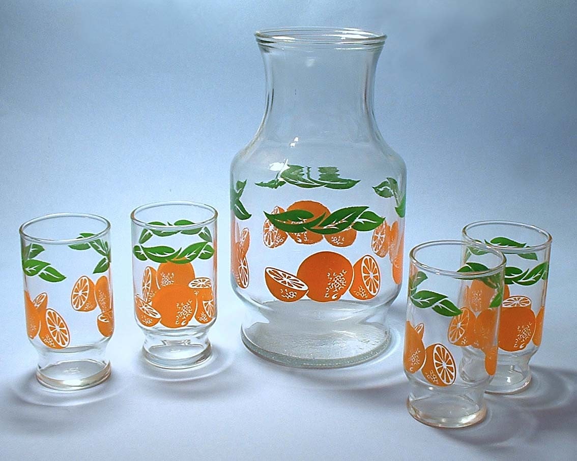 Vintage Orange Juice Glasses 120