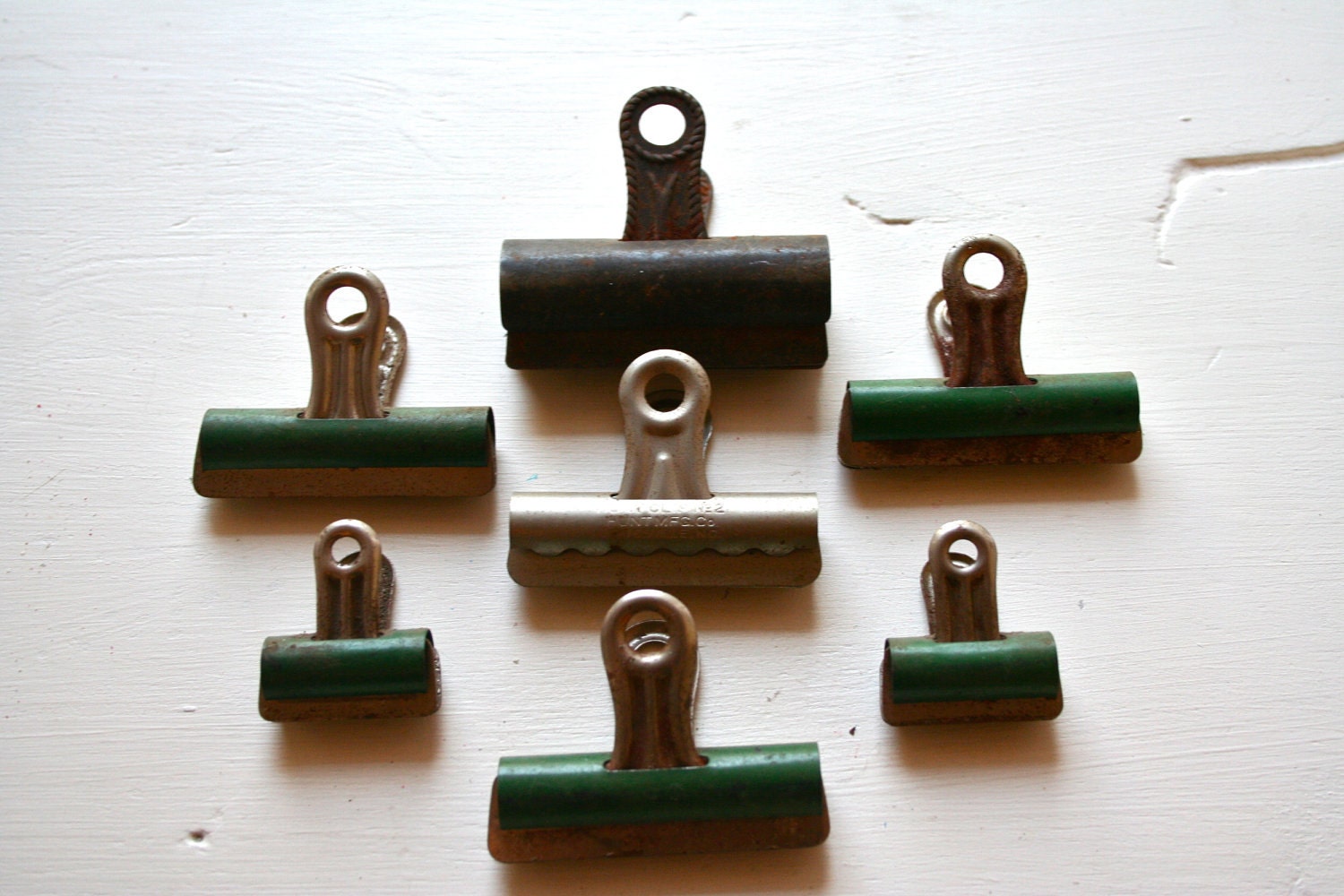 Seven Vintage Rustic Binder Clips