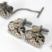 Mens Mechanical Cufflink and Tie Tack Set - Steampunk Cuff Links Tie Pin - SOLDERED Watch Movement Cuff Links 17 Jewel Benrus - Father's Day