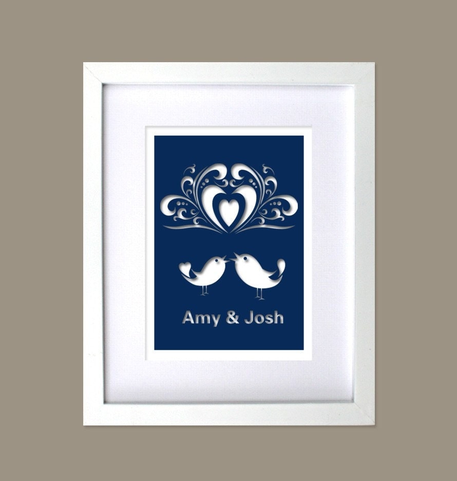 Love Birds wall decor Cutout paper cut out 9.5x12