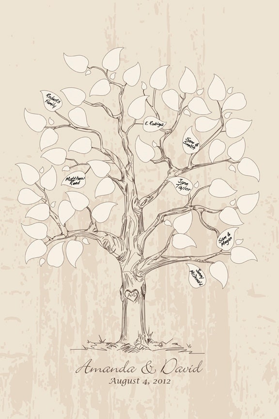 Custom Wedding Guest Book Tree Personalized Wedding by fancyprints