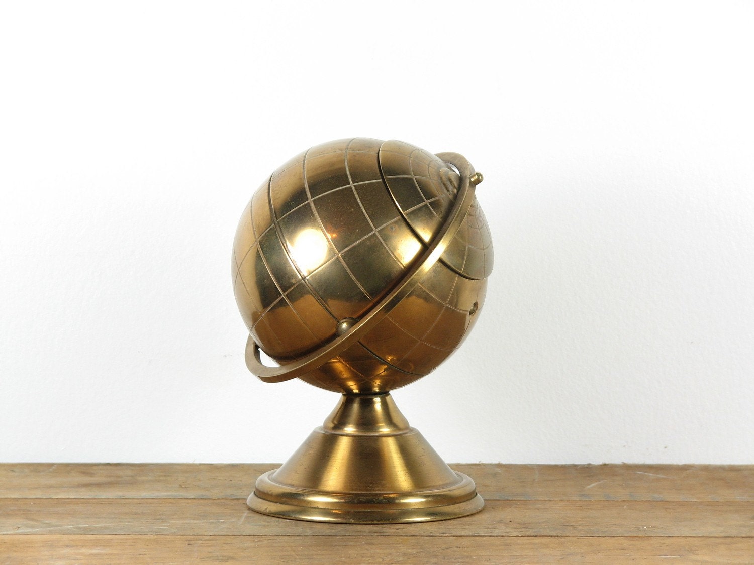 Vintage Brass Globe Ashtray