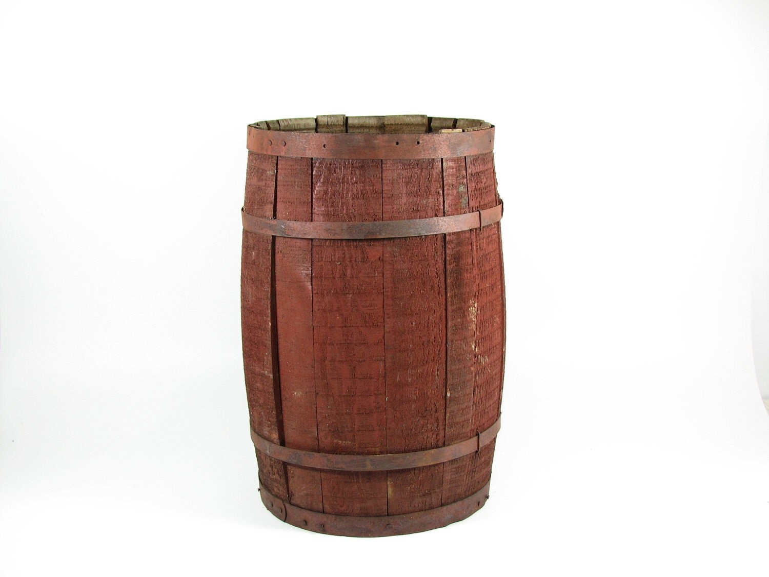 Vintage Wood Barrel Wooden Nail Keg Red