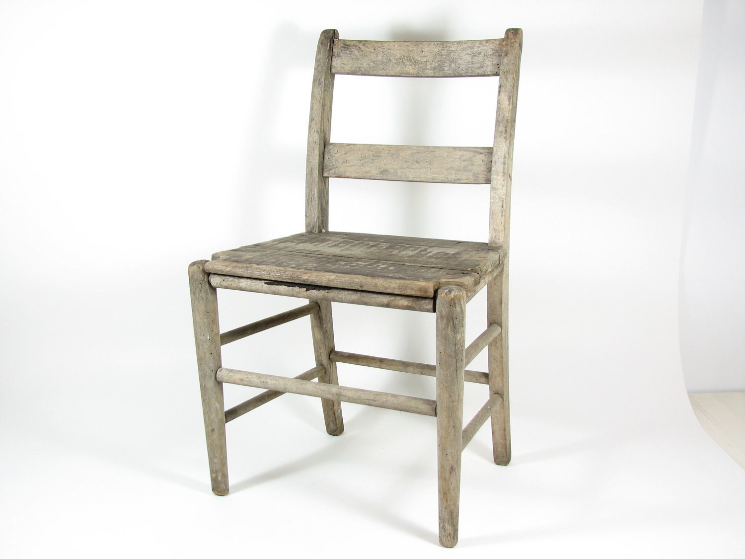 Vintage Small Wood Chair Natural Weathered Wood