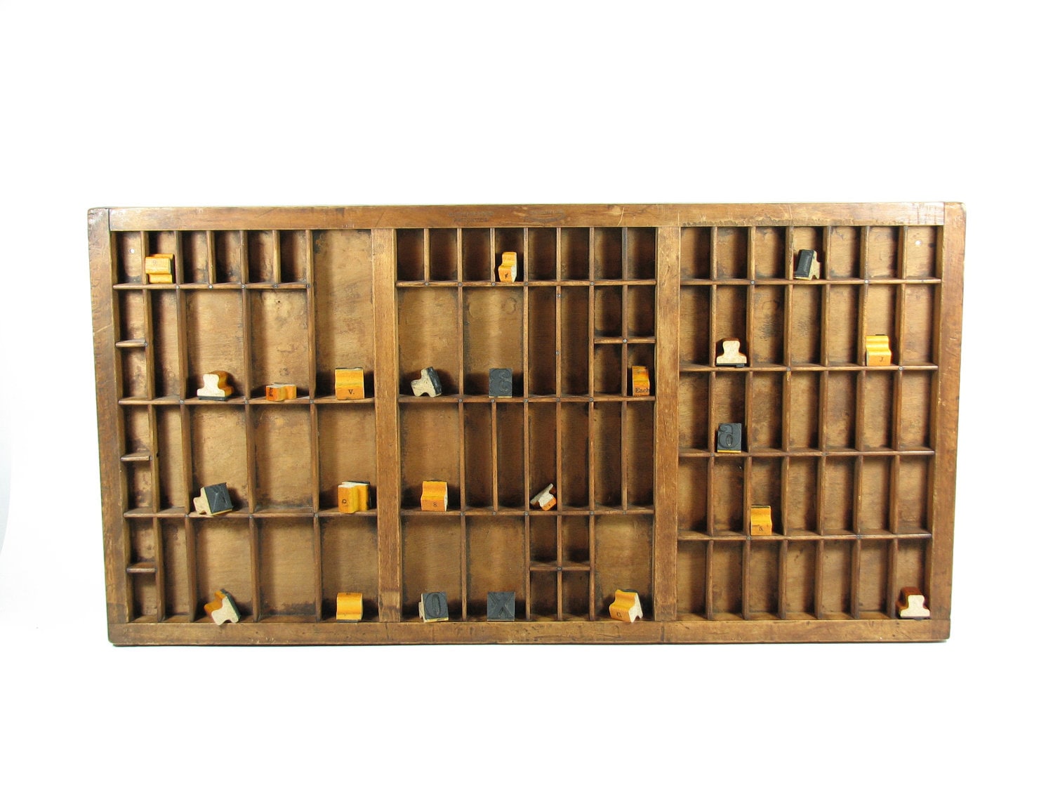 Vintage Wood Printer Drawer Tray Shadow Box Display Case WI