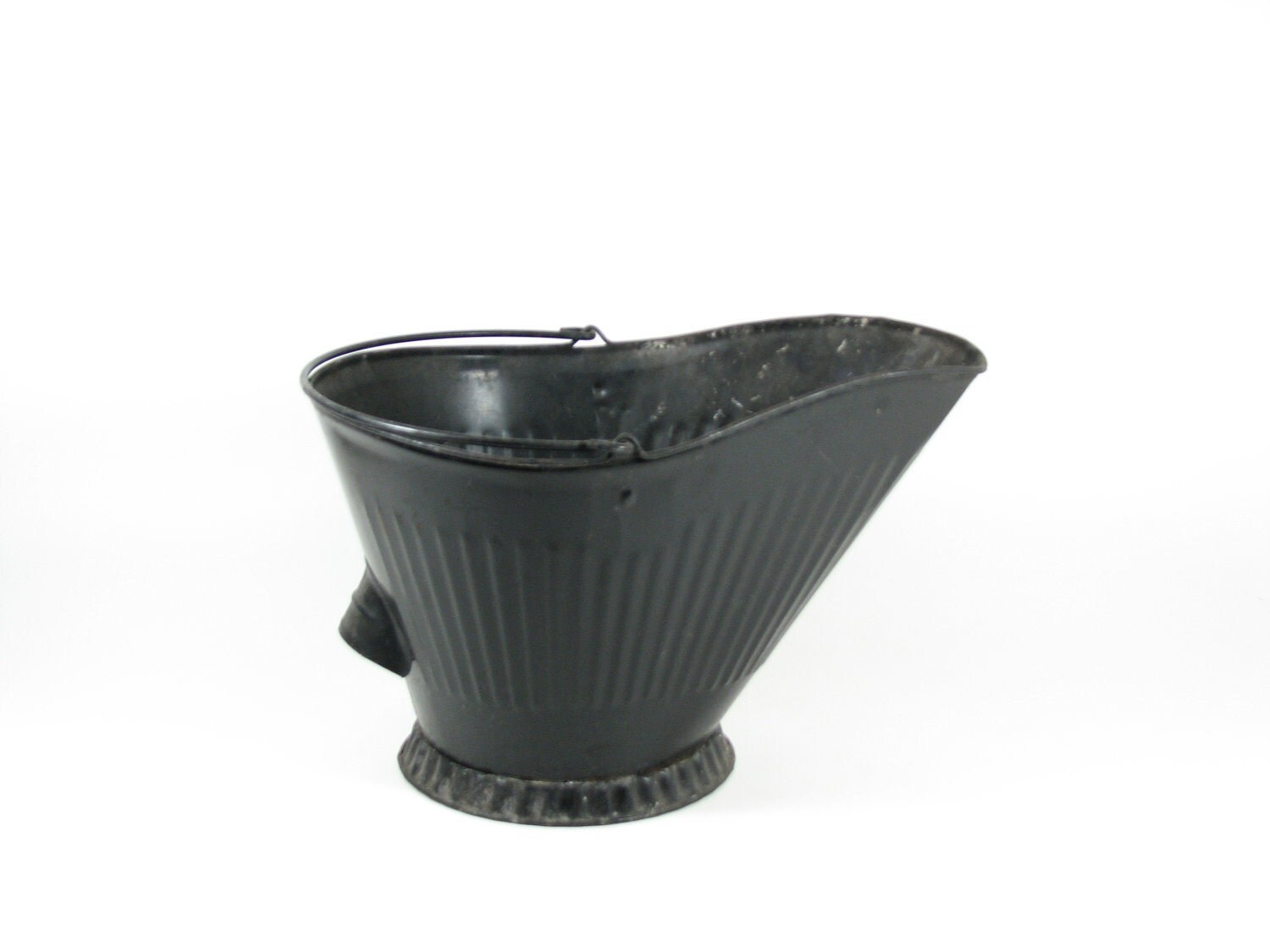 Vintage Coal Scuttle Bucket Ash Pail Black Metal Bucket