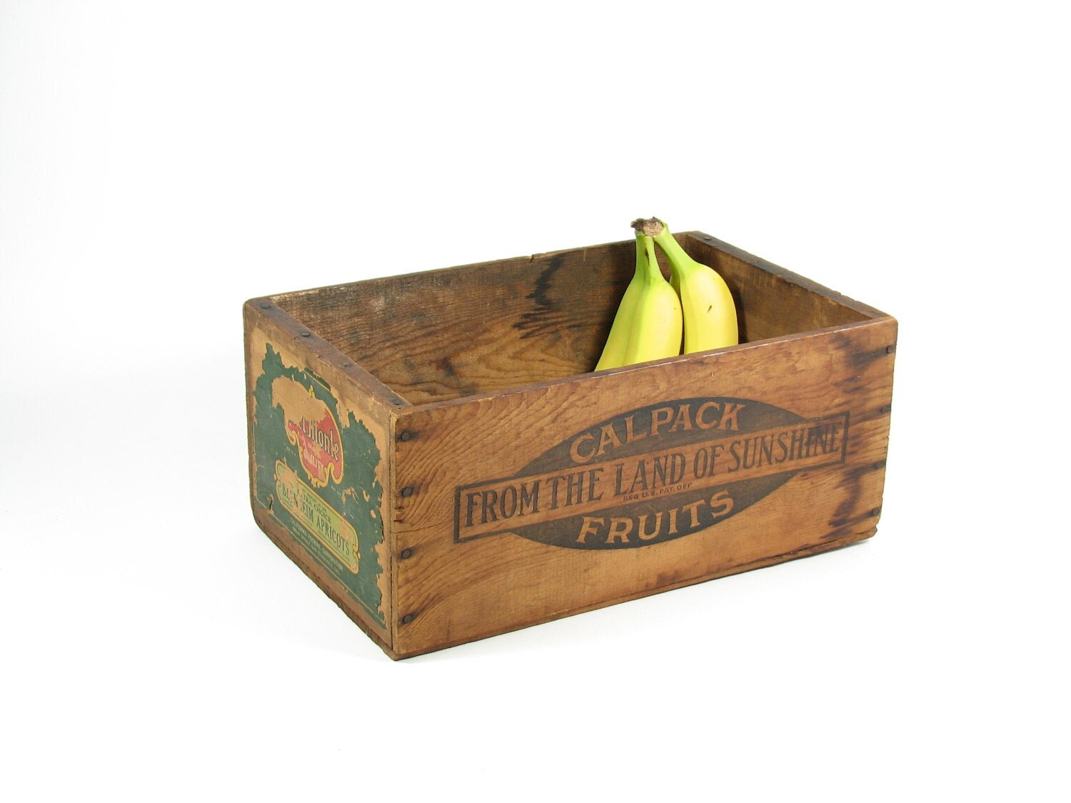 Vintage Wood Fruit Crate Wooden Box CA Del Monte Cal Pack