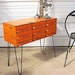 Vintage Industrial Orange Upcycled Hairpin Legs Table Storage Box