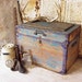 Vintage Gypsy Blue Studded Folk Art Box of Wood