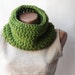 SALE 33% OFF Green cowl scarf Chunky wool crochet Gift for him Unisex Spring fashion Fall fashion