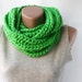 Green chain scarf - crochet infinity chunky - winter spring accessories