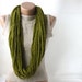 Green infinity scarf Wool chain necklace Crochet Autumn Fall Fashion Gift for mothers
