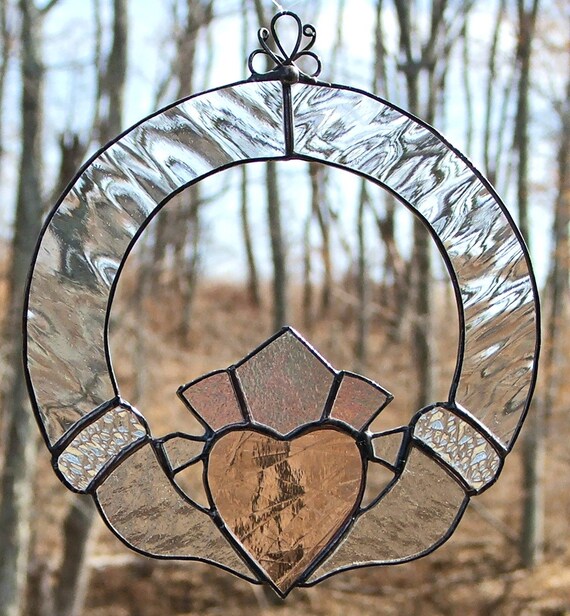 Stained Glass Claddagh Celtic Suncatcher