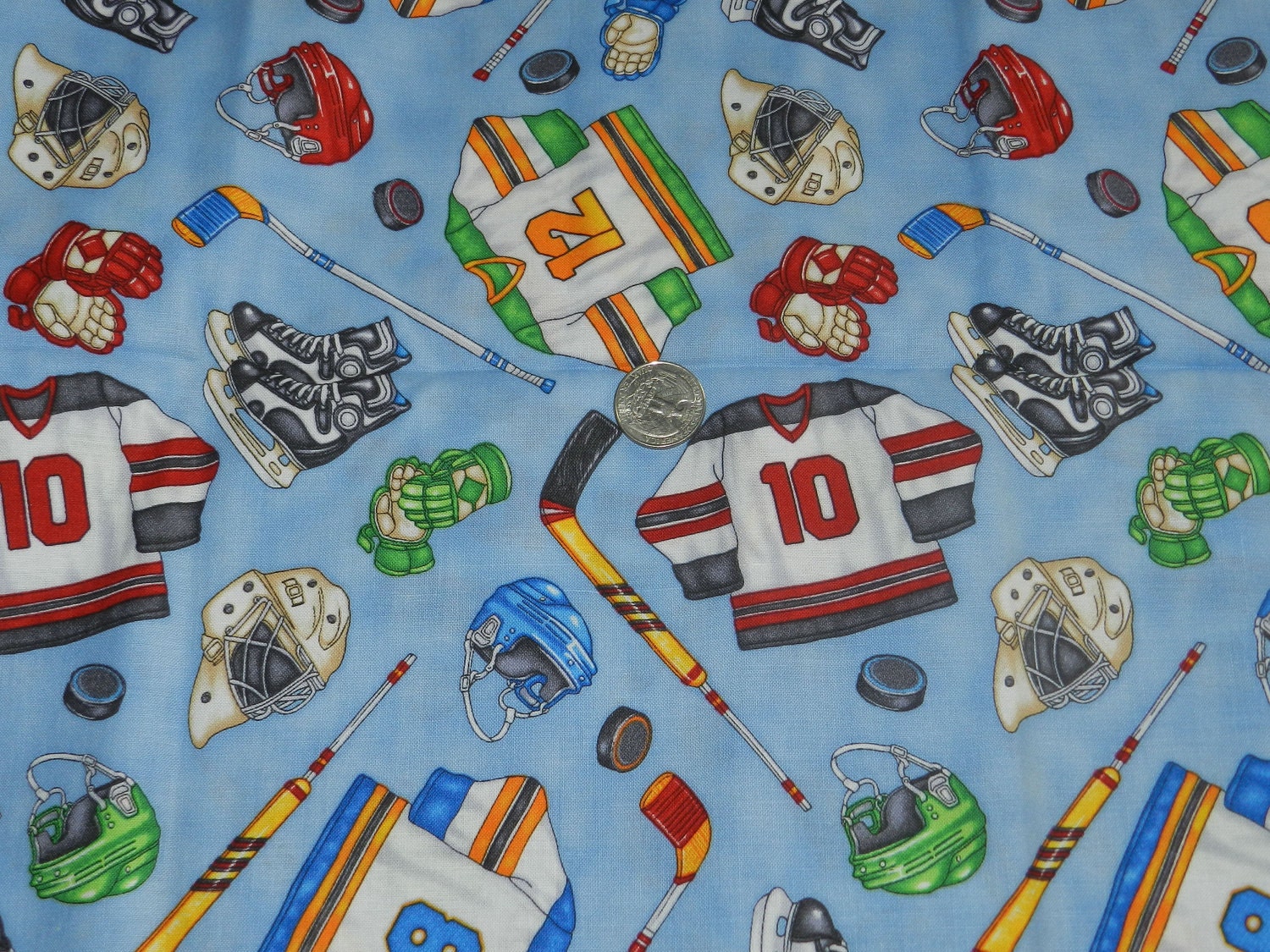 Novelty Cotton Fabric Sports Club Hockey Dan Morris by cul8rg8r