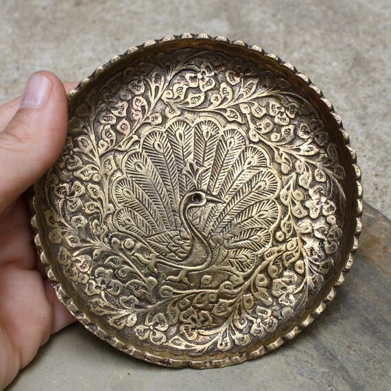 Brass Peacock Dish Tray Plate