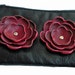 Cutom Listing for HB Black Leather Bangle Wristlet Clutch with Oxblood Red Poppies Flowers