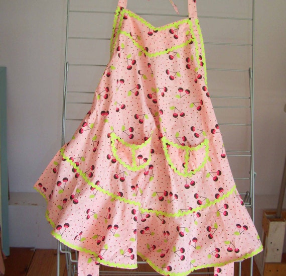 Items similar to Retro style apron with chocolate covered cherry ...
