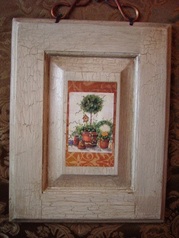 French Country Style Recycled Wood panel Wall Art Topiary