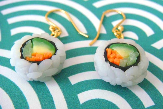 Sushi Earrings, Veggie Sushi