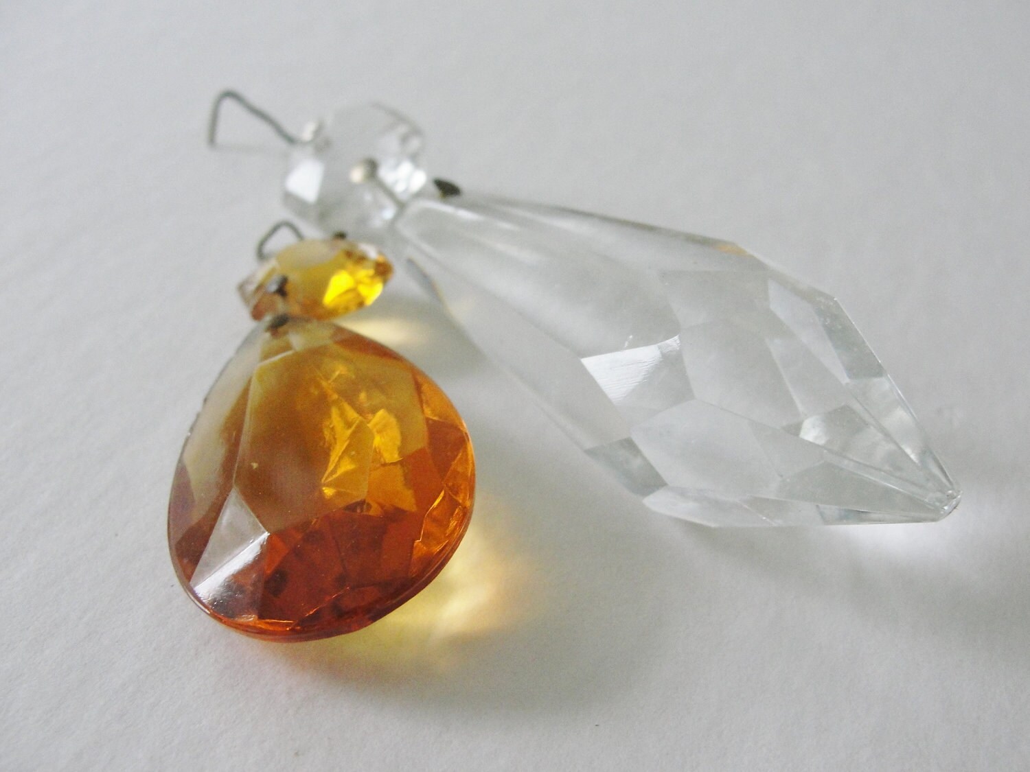 Vintage Glass Prisms Colored Glass Prism Amber by MunasTreasures