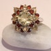 Silver garnet and lemon topaz flower ring. Sterling silver. VINTAGE. Size 6.5 . UK size N