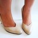 HALF PRICE CLEARANCE - Vintage 1970s Pumps - Nude Faux Lizard High Heel - Size 7.5