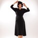 Vintage 1940s Cocktail Dress - 40s Rayon Dress - Black Soutache Detail