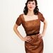 RESERVED - Vintage 1950s Wiggle Dress - 50s Lurex Dress - Copper Brown
