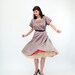 Vintage 1950s Dress - 50s Gingham Dress - Black and White Eyelet