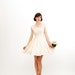 Vintage 1950s Wedding Dress - 50s Short Wedding Dress - Champagne Silk and Lace