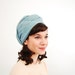 Vintage 1960s Turban - 60s Turban Hat - Baby Blue Linen - Deadstock