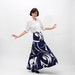 Vintage 1970s Maxi Skirt - 70s Long Skirt - Navy and White Brushstroke Print