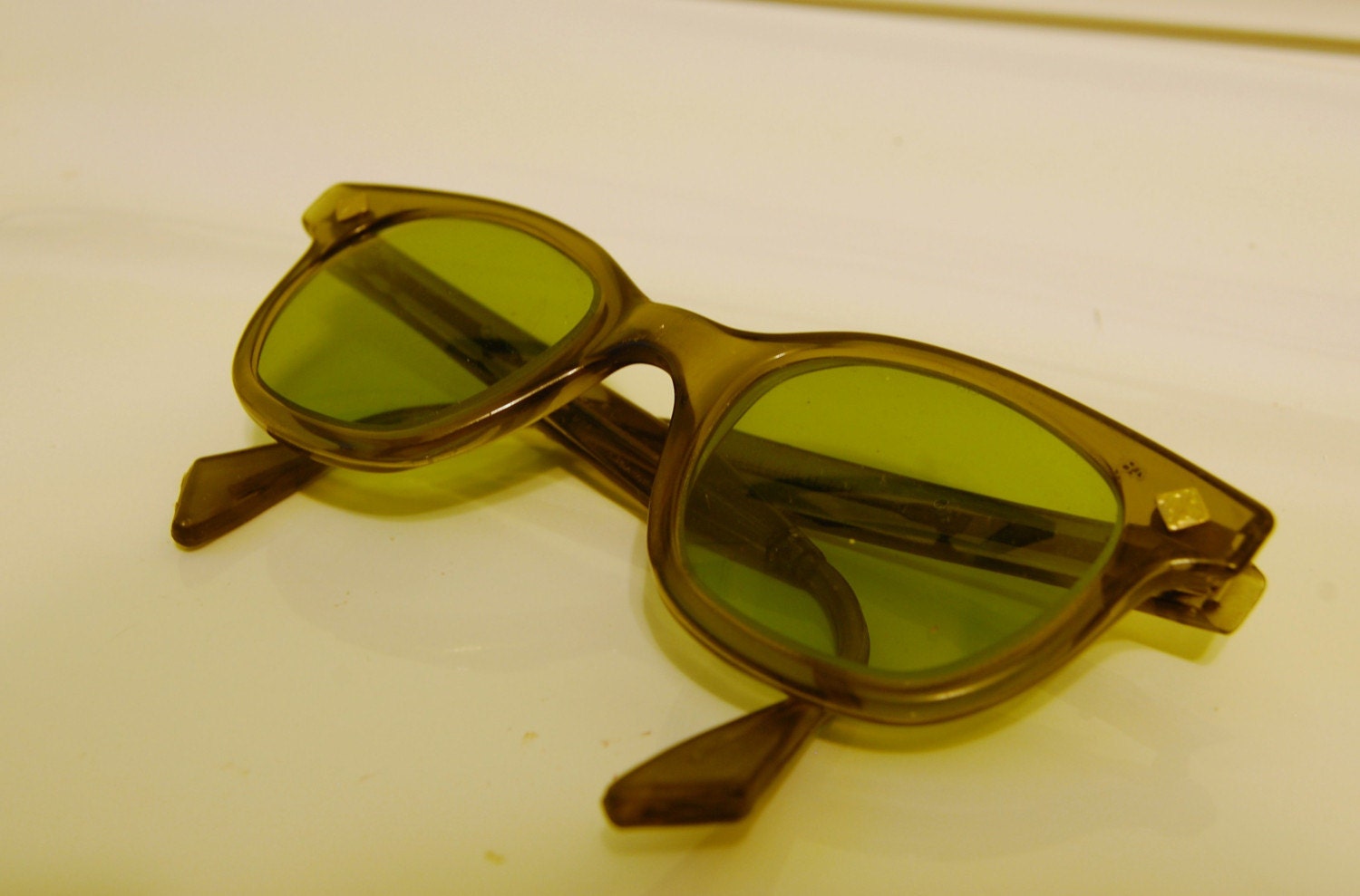 Vintage 1960s Bouton U-Fit Safety Glasses in GREEN