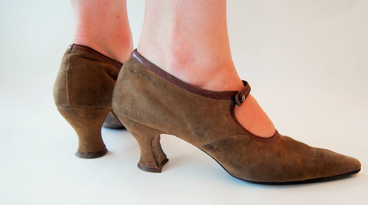 Vintage 1900s Shoes 1900s Shoes Brown Suede