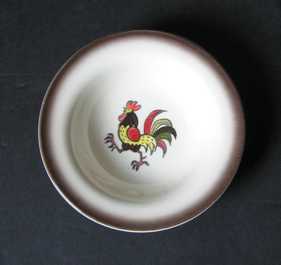 8 Rooster Bowls Metlox Cereal Soup Bowls by BonniesVintageAttic