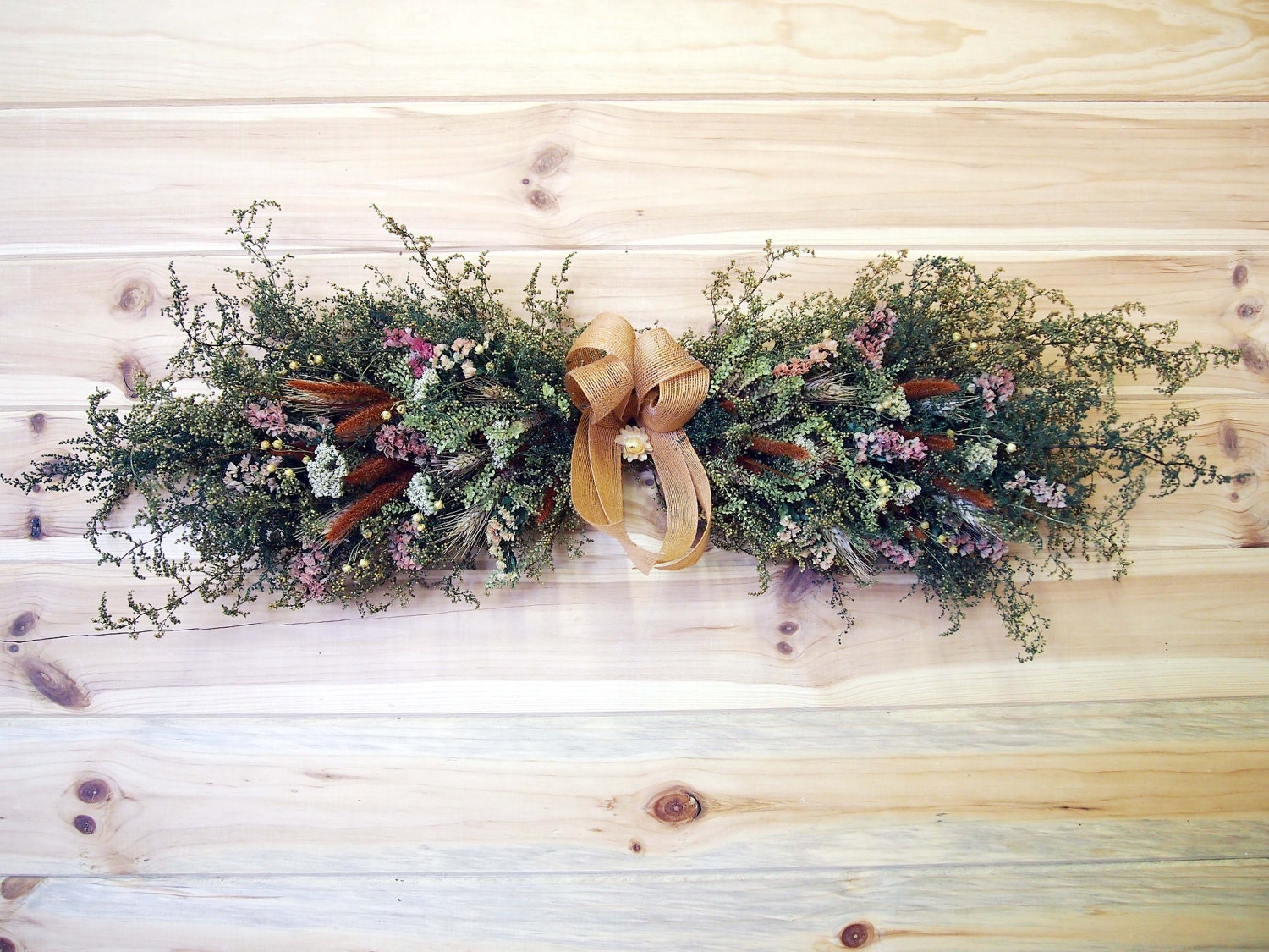 Rustic Country Dried Flower Swag Open Farmhouse Wall Decor 