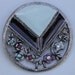 Pendant, Focal, Deco Chic Art Deco, Retro Style, Siver with Rhinestones, Black and Seafoam Green Enamel, Openwork, large 36mm
