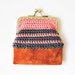 Reserved- Crochet and Leather: Coin Purse in coral & charcoal