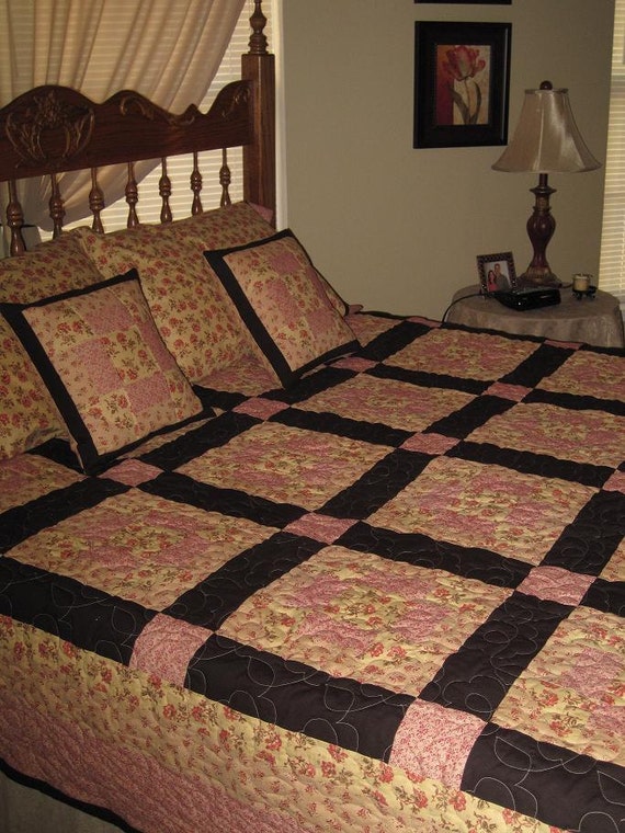 Handmade 5 pc. French Country Queen Size Quilt Set FLORAL