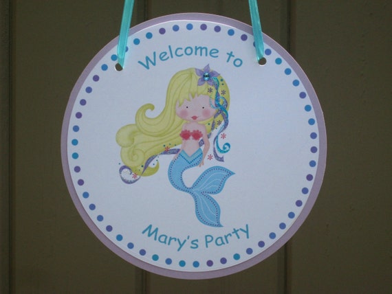 Blue Lagoon...Customized Mermaid Party Hanging Door Sign Il_570xn