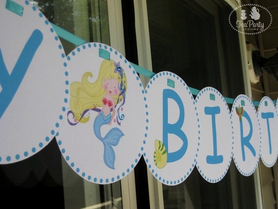 Pirate and Mermaid Party Custom Birthday Banner - Treasure Cove Collection Il_570xn