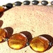 Stunning BIG Statement Necklace. Silver Leaf Murano Glass GOLD Discs. Back Lava Stone Beads
