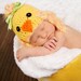 READY TO SHIP Newborn Adorable Girl or Boy baby Chick hat with clip on green bow