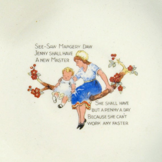 Nursery Rhyme Cups & Saucers Set of Two by OldGreenCanoe on Etsy