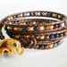 Leather Triple Wrap Cuff with Elephant Button