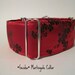Red Martingale Collar, Red Silk Dog Collar, Silk Brocade, Christmas, Sighthound Collar, Greyhound Collar