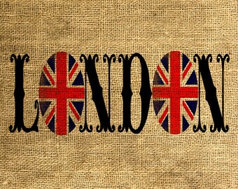 INSTANT DOWNLOAD LONDON Union Jack Vintage Font - Download and Print - Image Transfer - Digital Sheet by Room29 - Sheet no. 613
